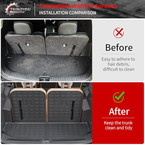 Cargo Mat Compatible with 2021-2025 2026 Kia Sorento Cargo Liner Trunk Mat Trunk Liner TPE All Weather Back Seat Cover Protector 2024 Sorento Accessories (Trunk Mat with Backrest Mat) - style: For Kia Sorento | 2021-2026