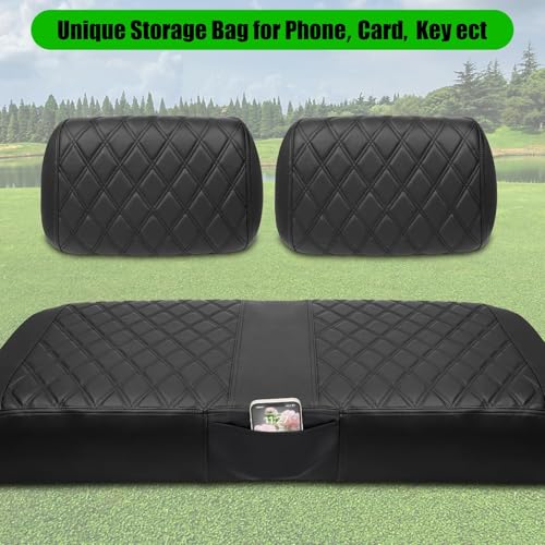 Club Car DS Pre-2000 Golf Cart Seat Cover Thick Premium Marine Leather Made with Custom Diamond Stripe Soft Comfortable/Anti-Scratch/Anti-Fading/NO Stapler Required - style: Fit Club Car DS Pre 2000 Front Seat