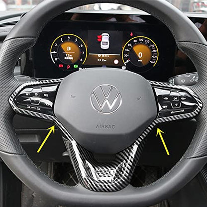 Sport Style Carbon Fiber Print Steering Wheel Cover Trim for VW Volkswagen Tiguan ID.4 Golf R 2022 2023 2024 2025 Arteon 2021-2025 - color: B