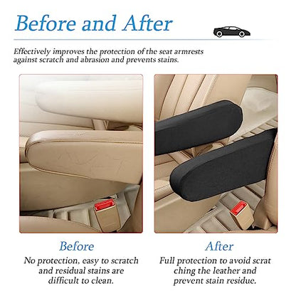 2 Pcs Car Front Seat Armrest Covers, Cloth Fabric Armrest Protectors, Direct Replacement Center Console Lid Armrest Cover Skin, Universal Accessories for Car, SUV, Truck and Van
