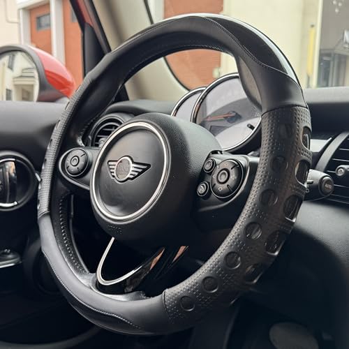 Large Size Race Grip Steering Wheel Cover, Anti Slip Silicone Perforated Design with Soft Touch Padding, Enhanced Grip for Sporty Driving 15.5-15.75 Inch (Racing Black) - color: 1.Black, size: Large Size[15 1/2''-15 3/4'']