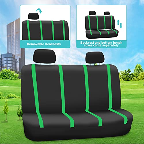 FH Group Car Seat Covers Full Set Cloth - Universal Fit Automotive Seat Covers, Low Back Front Seat Covers, Solid Back Seat Cover, Washable Car Seat Cover for SUV, Sedan and Van Green - color: Green, size: Full Set