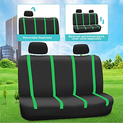 FH Group Car Seat Covers Full Set Cloth - Universal Fit Automotive Seat Covers, Low Back Front Seat Covers, Solid Back Seat Cover, Washable Car Seat Cover for SUV, Sedan and Van Green - color: Green, size: Full Set