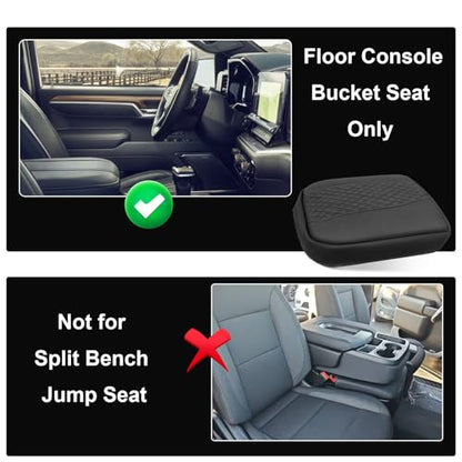 Car Center Console Cover for Chevy Silverado GMC Sierra 2019-2026/Tahoe & Suburban & Yukon 2021-2026 PU Armrest Cover Console Pad Interior Accessories, Anti-Scratch Black, Bucket Seat Only - size: Bucket Seat-Silverado&Sierra 2019-2026