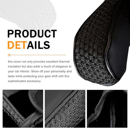 Car Gear Shift Cover, Leather Breathable Car Gear Shift Knob Cover, Waterproof Anti-Slip Shifter Shifting Knob Handle Stick Protector, Universal Auto Interior Decor for Sedan SUV Truck(Black)