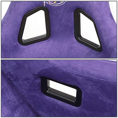 NRG Innovations NRG-FRP-302PP-PRISMA Universal Fixed Back Bucket Racing Seat for 5-Point Harnesses, Size L, Purple Alcantara Material, 24" W X 35" H X 18" D - color: Purple / Black / Gold Flakes
