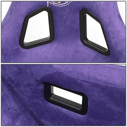 NRG Innovations NRG-FRP-302PP-PRISMA Universal Fixed Back Bucket Racing Seat for 5-Point Harnesses, Size L, Purple Alcantara Material, 24" W X 35" H X 18" D - color: Purple / Black / Gold Flakes