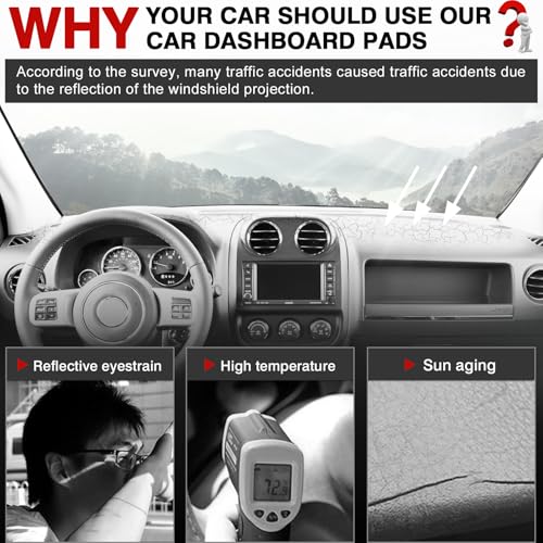 Autorder Dashboard Cover Mat for Jeep Compass 2009–2016 Accessories Dash Cover Upgrade Flannel Dash Mat Sunshade Glare UV Rays Protector - size: 2009-2016 Jeep Compass