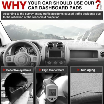 Autorder Dashboard Cover Mat for Jeep Compass 2009–2016 Accessories Dash Cover Upgrade Flannel Dash Mat Sunshade Glare UV Rays Protector - size: 2009-2016 Jeep Compass