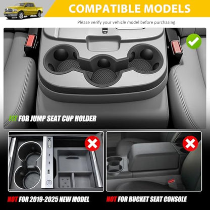 Jump Seat Cup Holder for 2013-2018 Dodge Ram 1500 2500-5500 & 2019-2025 Classic Models(NOT New Body) Center Console Cup Holder Insert Cupholder Coaster Liner Accessories(Jump Seat Only) - color: For 13-25 Ram Classic Body(Jump Seat)