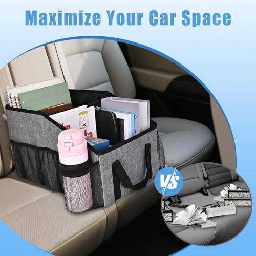 Car Organizer- Car Seat Organizer for Front Seat Back Seat Between Seats, Foldable Car Storage Organizer for Kids Adults with Multi-Pockets-Car Organizers Backseat with Detachable Divider-Gray - color: Gray