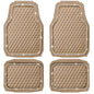 CAR PASS Bling Diamond Rubber Car Mats, Heavy Duty Deep Dish All-Weather Floor Mat Full Set Anti-Slip 3D Rhombus Waterproof Trim Fit Liner Universal Glitter Sparkly Shining Rhinestone, Beige Rubber - color: Beige Diamond