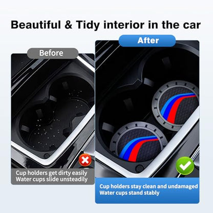 2PCS Car Cup Holder Coasters for BMW X3 X5 X1 X7 X6 X4 X2 Z4 XM iX 328i Interior Decoration Accessories, Non-Slip Silicone Car Cup Holder Insert Coasters, 2.75in