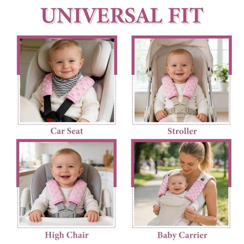 2 Pack Car Seat Strap Pads for Babies, Soft Car Seat Shoulder Strap Covers for Baby Child Kids, Pink - color: Pink