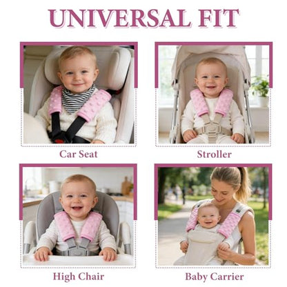 2 Pack Car Seat Strap Pads for Babies, Soft Car Seat Shoulder Strap Covers for Baby Child Kids, Pink - color: Pink