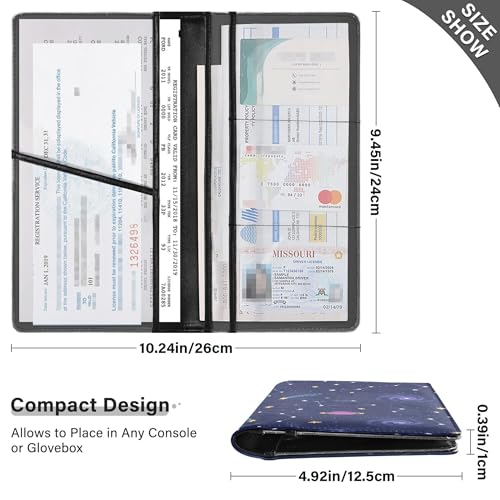 linqin Car Registration and Insurance Card Holder, Galaxy Space Glove Box Organizer Card Document Wallet - color: Galaxy Space
