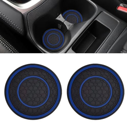2PCS Car Cup Holder Coasters, 2.75 Inch Auto Non-Slip Anti Dust Cup Mats, Console Cup Holder Insert Coaster Auto Insulated Mats, Universal Interior Accessories for Most Cars (Blue) - color: Blue