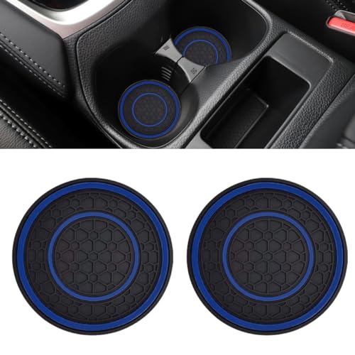 2PCS Car Cup Holder Coasters, 2.75 Inch Auto Non-Slip Anti Dust Cup Mats, Console Cup Holder Insert Coaster Auto Insulated Mats, Universal Interior Accessories for Most Cars (Blue) - color: Blue
