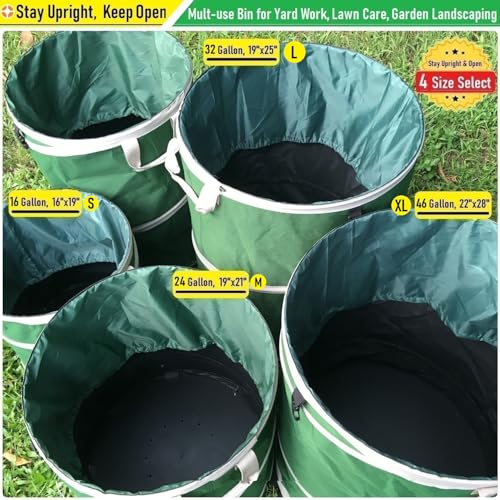 24-Gallon Collapsible Trash Can (19x21 in) Hard-Shell Bottom Leaf Bag,Yard Waste Bags,Garden Debris Bag,RV Camp Waste Bin,Pop-Up Trash Can,Recycling Bin,Laundry Hamper,Lawn Grass Clippings,Weed Barrel - style: 24 Gallon Bag with Gardening Gloves