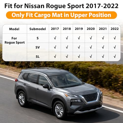 Floor Mats & Cargo Liner for Nissan Rogue Sport 2017-2022 (Only Fit Cargo Mat in Upper Position) All-Weather TPE Waterproof Full Coverage for Rogue Custom Fit Car Liners - style: 13) For Nissan Rogue Sport | 2017-2022 | Combo Set
