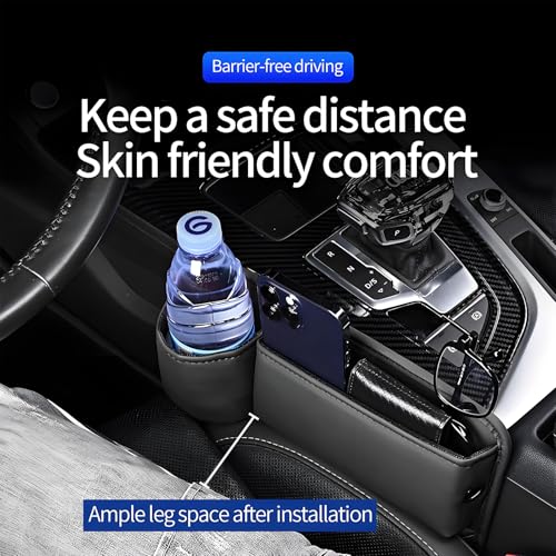 Car Seat Gap Filler Organizer, Universal Premium Leather Seat Organizer with Cup Holder, Seat Gap Storage Box with Bottle Holder, Car Leather Gap Bag Front Center Console Seat (Driver Side) - size: Driver Side