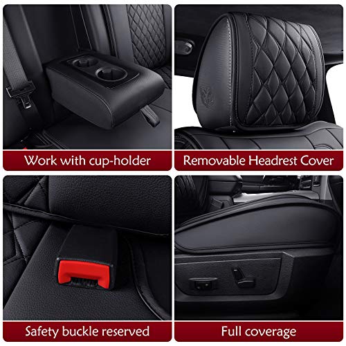 Aierxuan Dodge Ram Car Seat Covers Custom Fit 2009-2026 1500, 2010-2026 2500/3500 Laramie Big Horn Longhorn Crew Quad Regular Cab Waterproof Leather Truck Pickup Cushions(Full Set/Black) - color: Full Set/Black