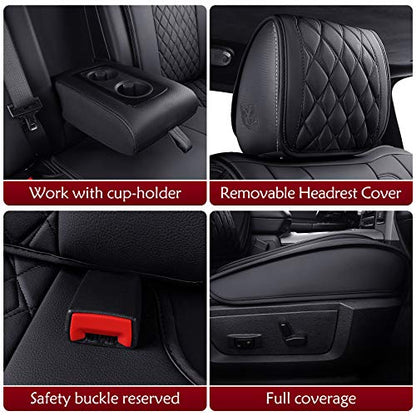 Aierxuan Dodge Ram Car Seat Covers Custom Fit 2009-2026 1500, 2010-2026 2500/3500 Laramie Big Horn Longhorn Crew Quad Regular Cab Waterproof Leather Truck Pickup Cushions(Full Set/Black) - color: Full Set/Black