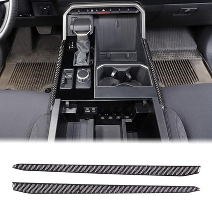Inner Center Console Gear Control Panel Side Strip Cover Trim Compatible with Toyota Tundra/Sequoia 2022-2024 Carbon Fiber Center Console Gear Box Side Panel Protect Sticker Moulding Strip Accessories - size: Gear Control Panel Side Strip Trim