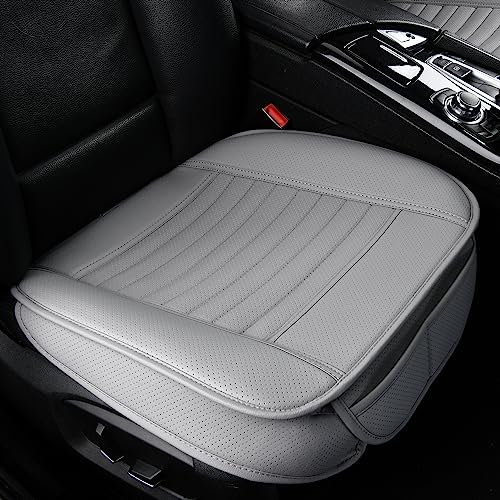 2pc Edge Wrapping Comfortable Car Front Seat Covers, Seat Protectors, Anti-Slip Bottom Seat Cushion Covers for Auto with PU Leather(Gray) - color: Gray, size: 2x Bottom Seat Covers