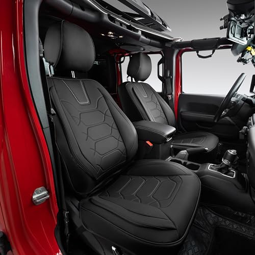 OASIS AUTO Custom Fit Seat Covers Compatible with Jeep Wrangler JK Unlimited 4-Door (2007-2017), Waterproof Faux Leather Full Set, Fits Sport X Sahara Rubicon (Black) - color: Black, size: 2007-2017 JK 4-Door
