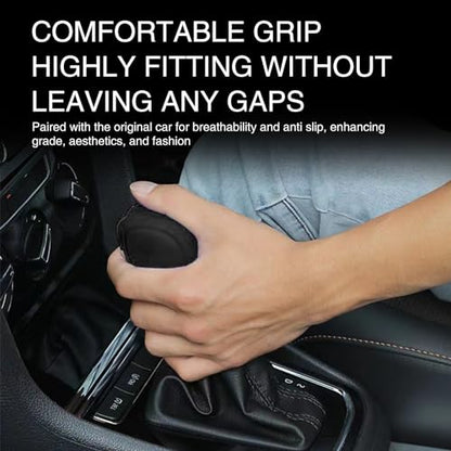 Tesnaao 2 PCS Car Shift Knob Cover, Silicone Gear Lever Cover, Anti-Slip Protective Cover, Shifting Head Cover Replacements, Automotive Decor Kit, Universal for Most Cars, Trucks, SUVs (Black)