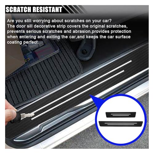 Car Door Sill Protector, Anti-Scratch Carbon Fiber Trunk Door Sill Protection Door Entry Edge Guard, Car Door Threshold Protection Sticker, Universal Vehicle Trim Cover for Car Truck SUV (9Pcs)
