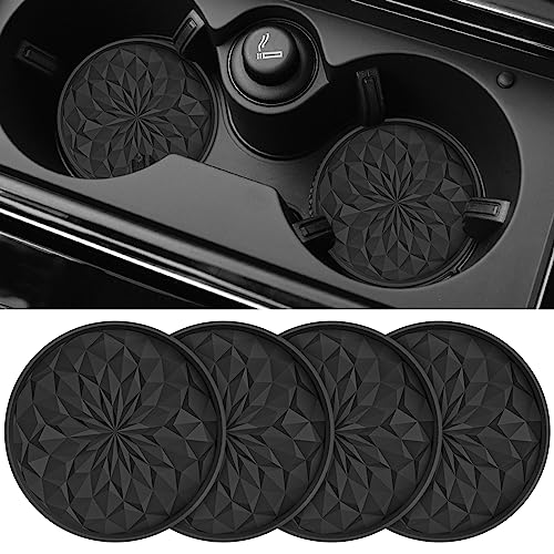 Car Coasters for Cup Holders [4 Pack] - 2.75In Silicone Auto Mug Mats - Universal Non-Slip Recessed Car Interior AccessoriesBlack - color: 4 Pack-black