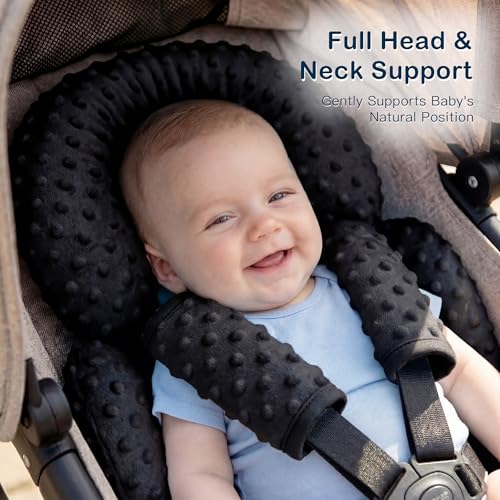 Pro Goleem Infant Car Seat Insert, Baby Head Neck Body Support, Soft Minky Newborn Car Seat Insert, 2-in-1 Reversible, Boys and Girls, Black - color: Black