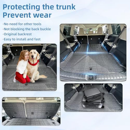 All-Weather TPE Floor Mats & Cargo Mat Full Set for 2024-2026 Toyota Grand Highlander (7 & 8 Seat Models | Hybrid Compatible) - 5-PC Complete Interior Protection with Backrest Covers - size: For Toyota Grand Highlander 5pcs