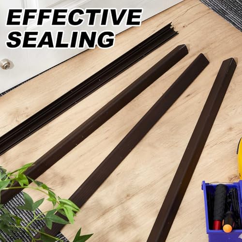 2 Pcs 48 L Fixed Vinyl Sill Cap 1-1/4 Inches High Exterior Door Threshold Seal Replacement for Residential Door Trim-to-fit Fixed Vinyl Sill for Residential Entry Waterproof(Dark Brown)