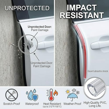 16Ft Car Door Edge Guard, Universal Car Door Protector, Upgraded Strong Adhesive Anti-Collision Strip, Scratch Resistant Automotive Door Ding Protector for SUV, Truck, Sedan