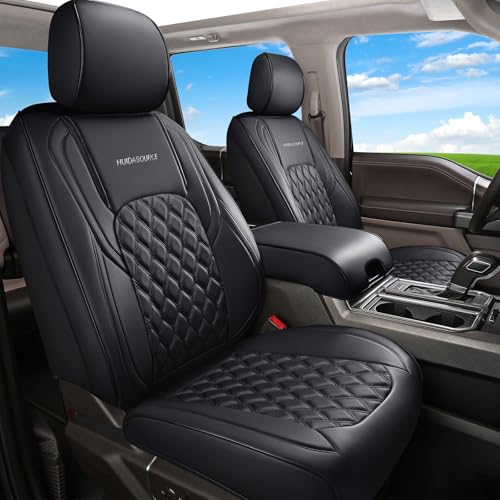 Huidasource Silverado Faux Leather Seat Covers Full Coverage Custom Fit for Truck Chevy Chevrolet Silverado Sierra 1500 2007-2025, 2500HD 3500HD 2015-2025 Crew Double Extended Cab (Front Pair/Black) - color: Black, size: Front (2007-2025)