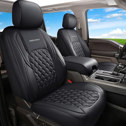 Huidasource for Chevy Silverado 1500 Seat Covers, Silverado Seat Covers Leather, GMC Sierra Pickup 1500 2007-2013&2019-2025, 2500HD 3500HD 2020-2025 Crew Double Extended Cab(Full Set/Black) - color: Black, size: Full Set 2007-2013&2019-2025 (Flat Bench)