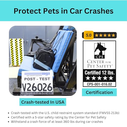 Crash-Tested Expandable Cat Carrier & Small Dog Car Seat - CPS Certified for Crash Protection & Safe Pet Travel. - size: Medium-20x12x12