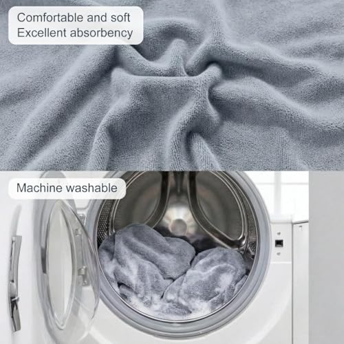 Car Seat Towel Cover, 2pcs Universal Front Seat Protector for Cars, SUVs and Trucks, Sweat Towel Car Seat Cover for Gym, Yoga, Swimming, Pets and Family Travel, Light Gray
