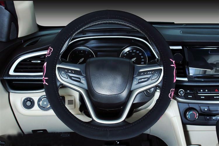 Mayco Bell Automotive Women Embroidery Cute Car Steering Wheel Cover (Pink) - color: Pink Butterfly