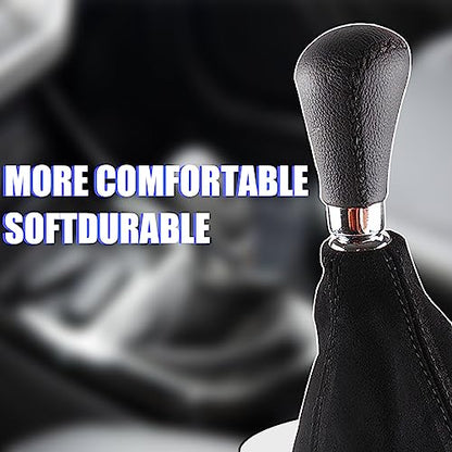 BESULEN Car Shift Boot Cover, Suede Leather Shift Knob Boot Dust Cover, Manual/Auto Shifter Boot Sleeve Replacement, Handbrake Gaiter Boot Dust Cover Car Interior Accessories - color: Red/Red