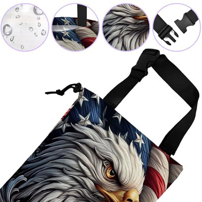 Car Trash Bag Eagle American Flag Car Garbage Bag Waterproof Car Trash Can for Back Seat with Adjustable Straps and Drawstring, Foldable Car Trash Bin for Car Accessories Vehicle Travelling Camping - color: Eagle American Flag