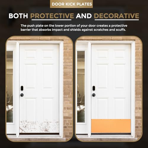 uxcell Door Kick Plate, 6 x 30 Inches Anodized Aluminum Kick Plate Door Plate, 1.5mm (1/16 Inch) Thickness, for Exterior Front Door or Back Door, Copper Gold (Single Pack) - color: Copper Gold, size: 6 x 30 Inch