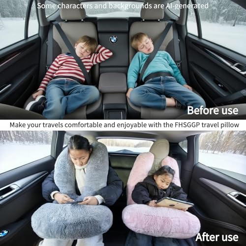 Travel Pillow Car Travel Sleep Support Pillow 2-in-1 Lap Pillow and Car Pillow with Neck and Body Support for Adults and Kids on Long Trips Kids Travel Pillow Pink - color: E-pink