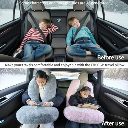 Travel Pillow Car Travel Sleep Support Pillow 2-in-1 Lap Pillow and Car Pillow with Neck and Body Support for Adults and Kids on Long Trips Kids Travel Pillow Pink - color: E-pink
