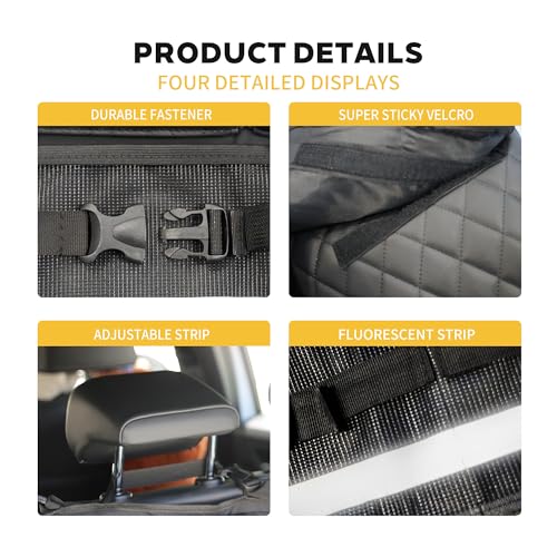 Backseat Hanging Organizer with Large Storage Bags | PU Leather, Large Capacity | Adjustable Straps, Waterproof & Collapsible | Universal Fit for SUVs, Sedans & Trucks | Black, 37.8" x 18.1" - P810 - color: Leather-Black