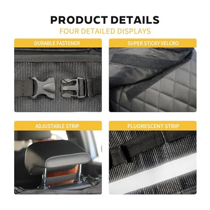 Backseat Hanging Organizer with Large Storage Bags | PU Leather, Large Capacity | Adjustable Straps, Waterproof & Collapsible | Universal Fit for SUVs, Sedans & Trucks | Black, 37.8" x 18.1" - P810 - color: Leather-Black