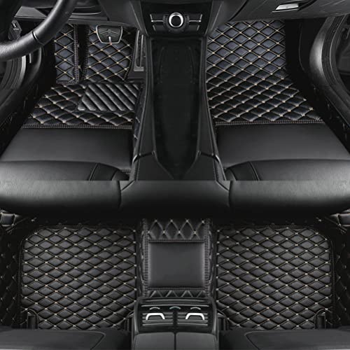 TAHALI Custom Colors Car Floor Mats Black Pink for 99.9% Sedan SUV Sports， All-Weather Liners Car Floor mat，Luxury Leather Automotive Floor Mats (Black Beige,3D Floor Mats) - color: Black Beige